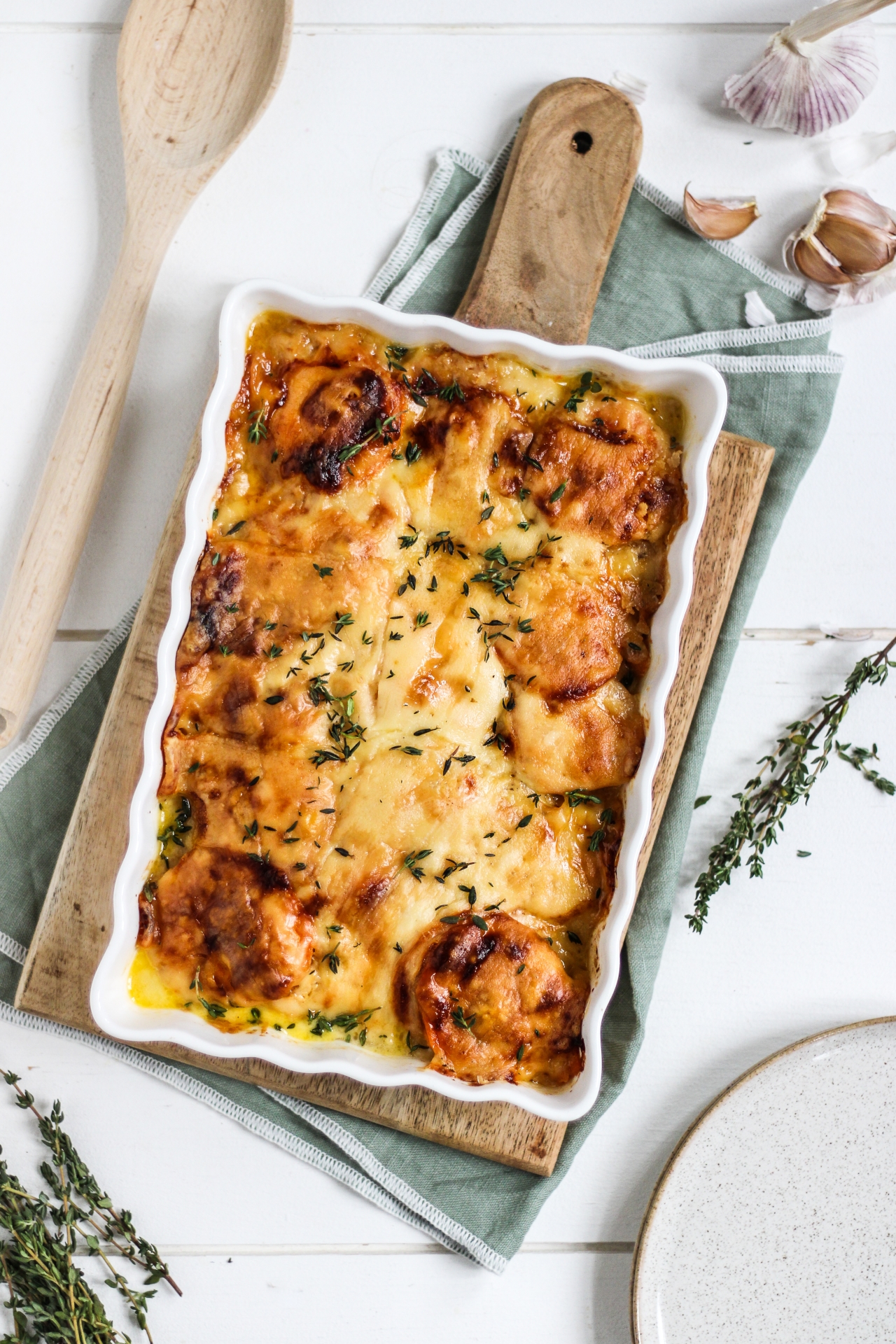 Zoete aardappelgratin met tijm 
